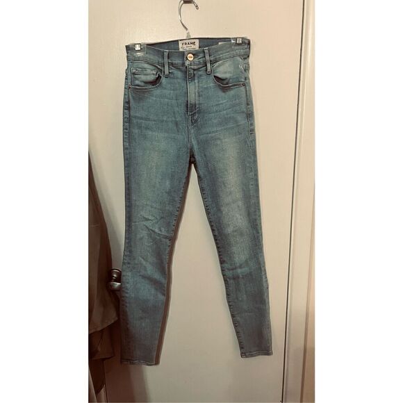 FRAME HIGH RISE CIGARETTE LIGHT WASH JEANS SIZE  25 - Picture 2 of 11